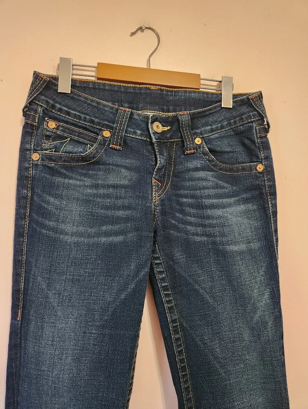 True Religion Becky Bootcut Jeans Size 29 Contrast Stitch Flap Pocket Y2K - Picture 2 of 11